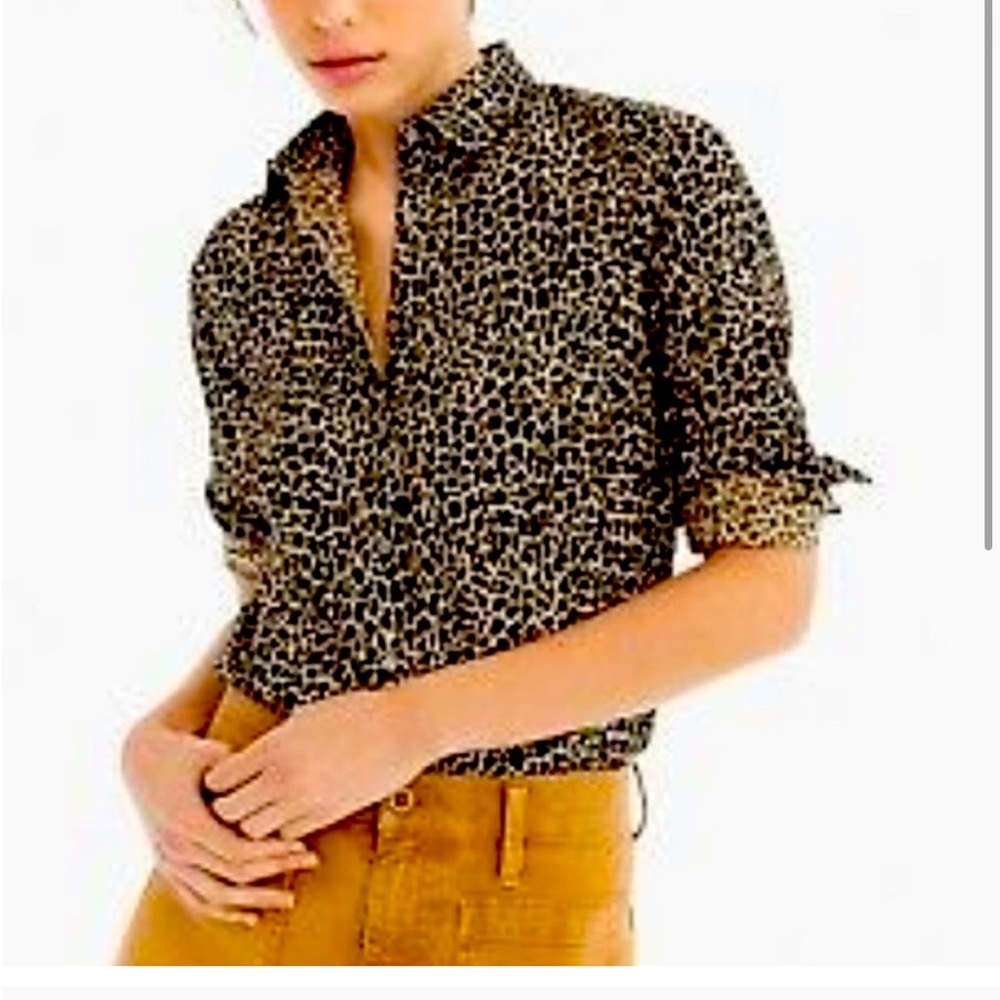 J Crew slim fit button down in leopard print